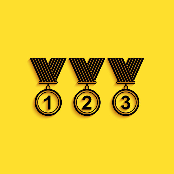 黑色设置奖章图标孤立在黄色背景图片下载