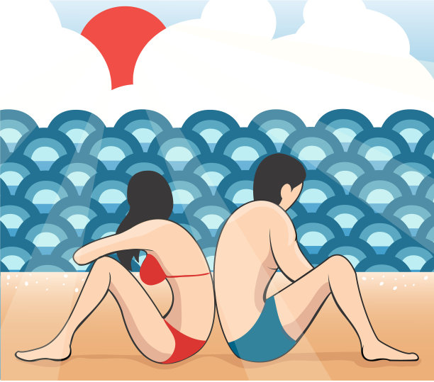 男人和女人在比基尼图标图片下载