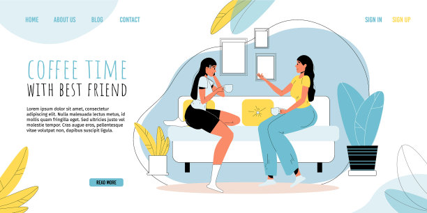 咖啡时间与最好的朋友登陆页面设计图片下载