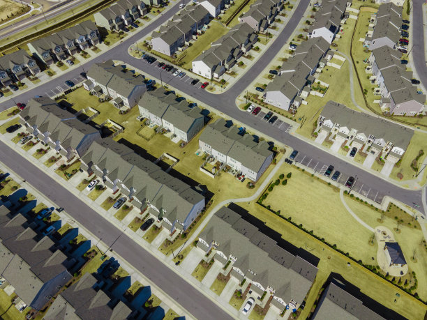 美国郊区住宅住户鸟瞰图图片下载