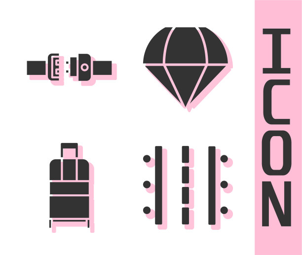 设置机场跑道安全带和行李箱图片下载