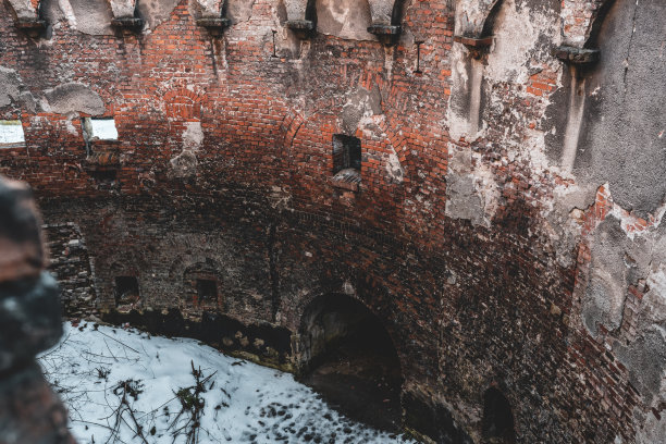 19世纪堡垒的砖墙图片下载