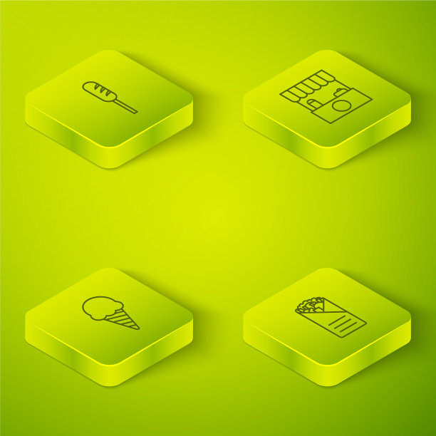 设置等距的街道摊位与遮阳冰淇淋图片下载