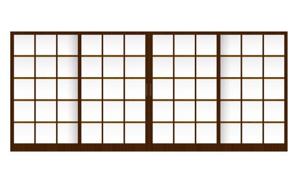 正二(日本传统推拉门)矢量插图图片下载