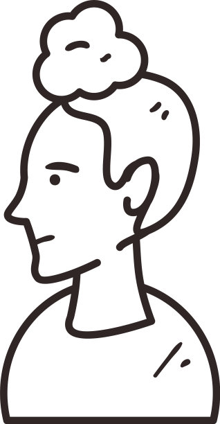 女人侧视图线条风格图标设计图片下载