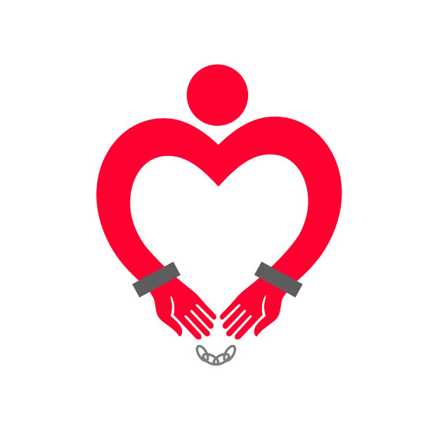 心在手铐。一个戴着手铐的手呈心形的男人。图片下载