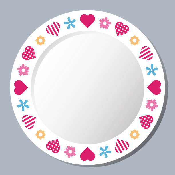 装饰板与复古装饰心和花。圆形花卉框架。向量EPS 10。图片下载