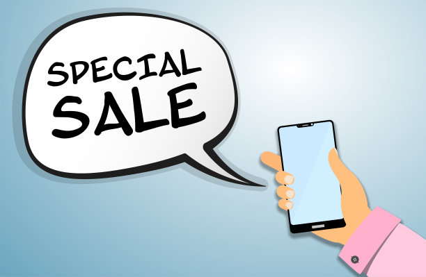 手持智能手机与特别销售公告信息图片下载