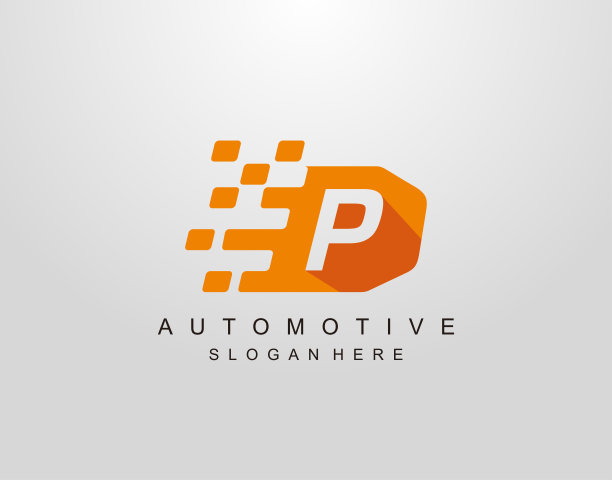 赛车旗P字标志设计。图片下载