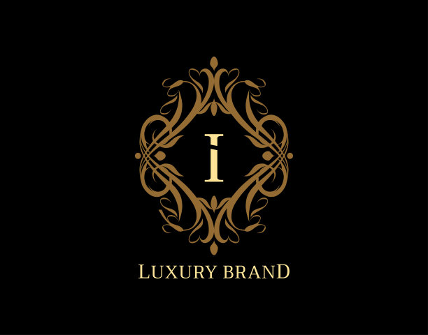 奢侈黄金字母I字母标志。图片下载