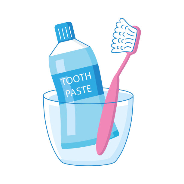 牙刷和牙膏放在杯架里图片下载
