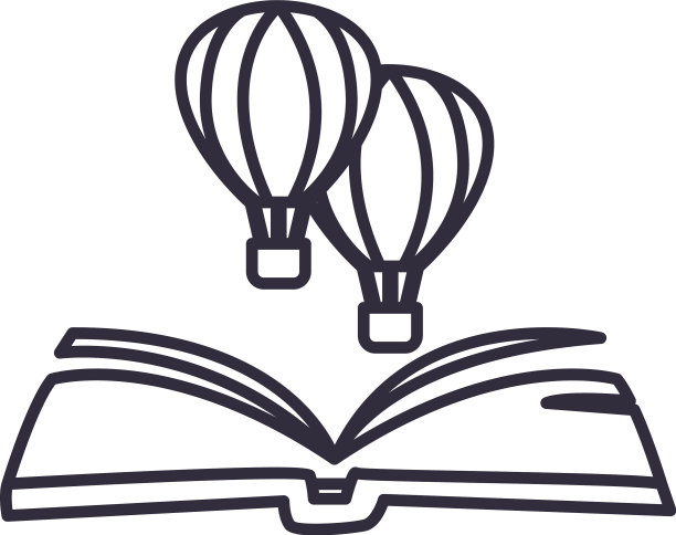 热气球上打开书线样式的图标图片下载