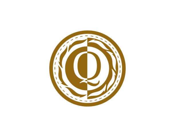 豪华黄金书法Q字母矢量设计。图片下载