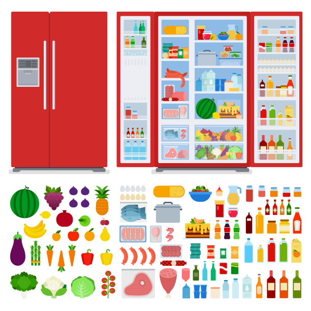 设置冰箱和不同的产品图片下载