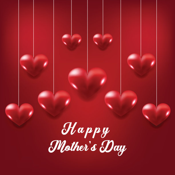 挂着心形的母亲节海报图片下载