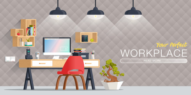 平面工作间设计横幅图片下载