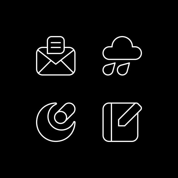 移动界面白色线性图标设置为黑色主题图片下载