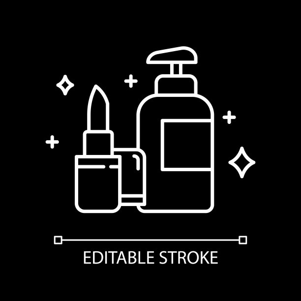 美丽和个人护理白色线性图标为黑暗的主题图片下载