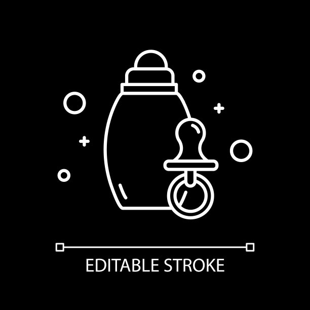 婴儿护理白色线性图标为黑暗主题图片下载