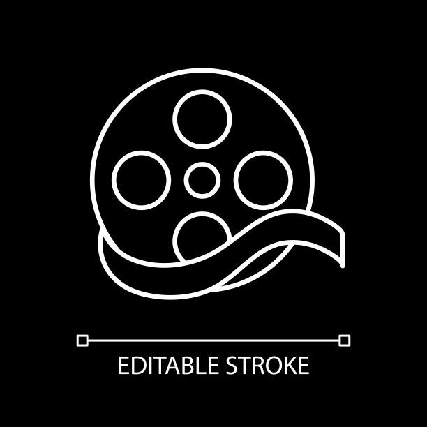 纪录片白色线性图标为黑色主题图片下载