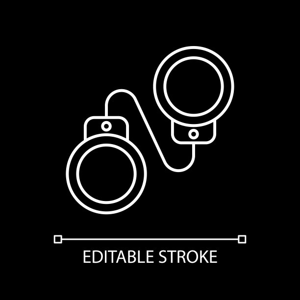 犯罪题材的白色线性图标为黑色主题图片下载