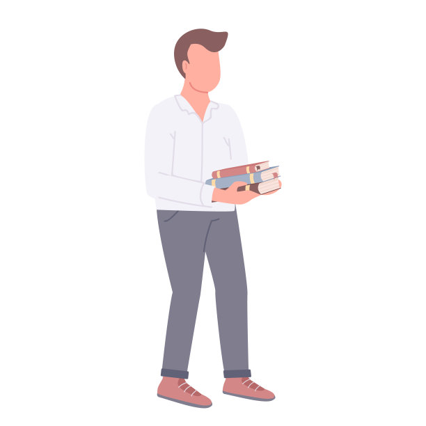 拿着书的家伙，平色矢量，无面人物。大学生、图书馆访客、书店客户隔离卡通插图为网页平面设计和动画。年轻的读者,书呆子图片下载