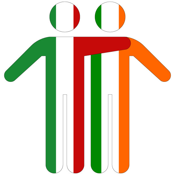 意大利-爱尔兰/友谊概念上的白色背景图片下载