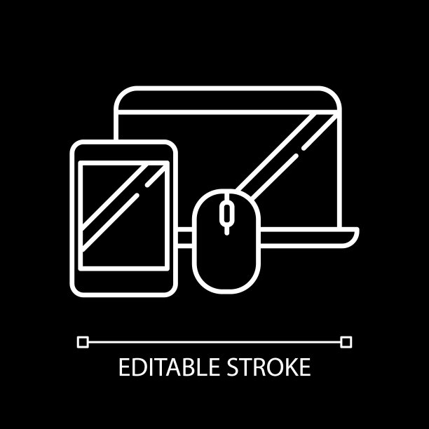 电子产品及配件白色线性图标为黑色主题图片下载