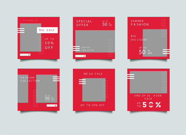 红色时尚社交媒体推广设计布局图片下载