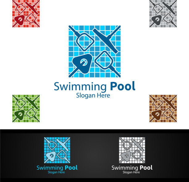 游泳池服务标志与清洁池图片下载