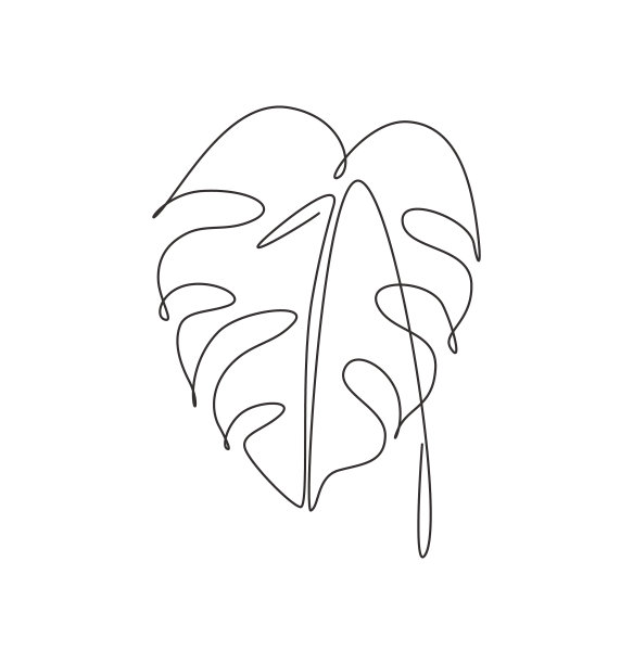 一幅连续的热带抽象线画图片下载