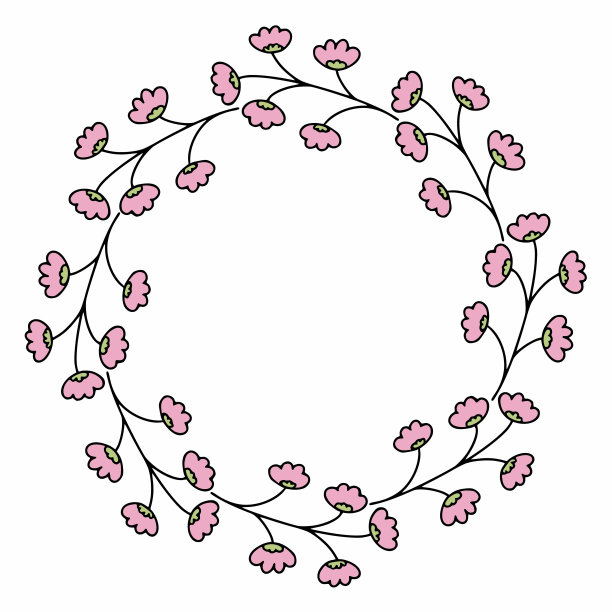 圆形框架与樱花枝卡片。花框架的照片设计和文字写作。图片下载