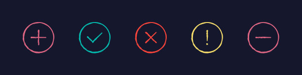 勾选标记和十字图标绘制效果。现代检查标记图标线性风格。矢量图图片下载