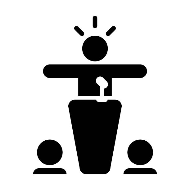 总统图标矢量人在讲台上讲话符号在一个平面的颜色象形文字图片下载