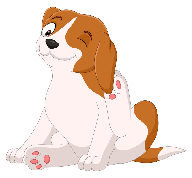 卡通有趣的狗孤立在白色的背景图片下载