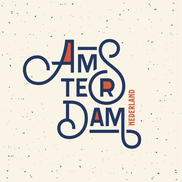 阿姆斯特丹字母蓝色和红色矢量插图图片下载