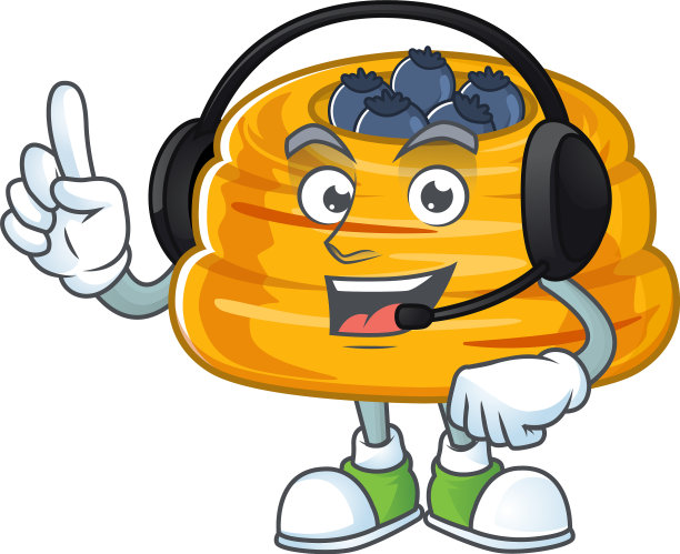 一个戴着耳机的迷人的kataifi吉祥物图片下载