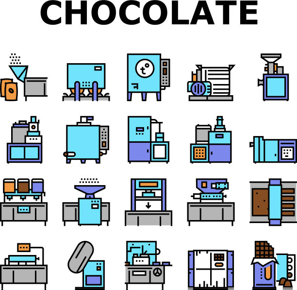 巧克力生产集合图标集图片下载