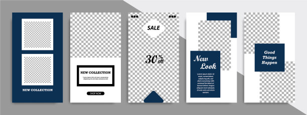 现代蓝色社交媒体故事或故事模板图片下载