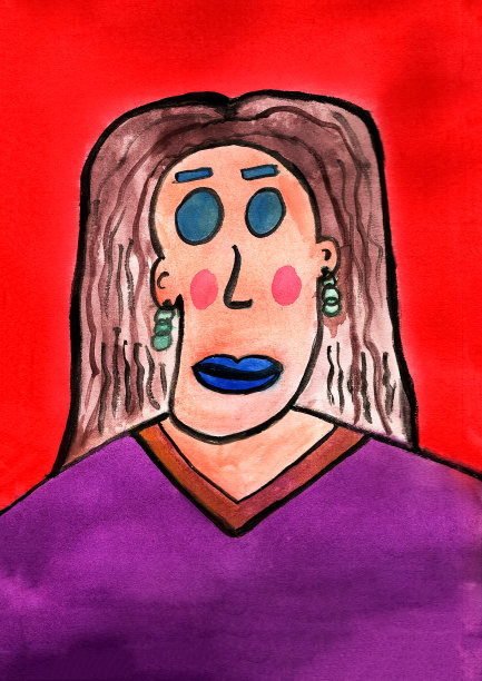 女士脸部艺术用水彩作画。手绘,图片下载