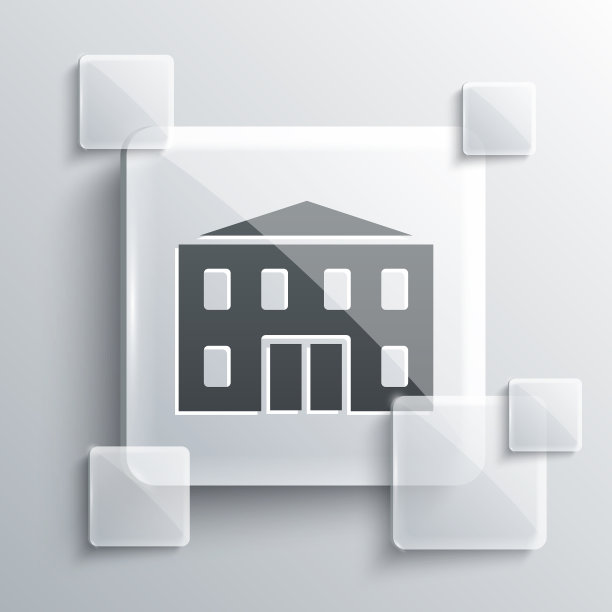 灰色学校建筑图标孤立在灰色图片下载