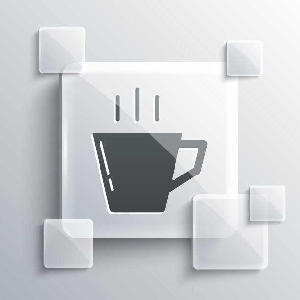 灰色咖啡杯图标孤立在灰色背景图片下载