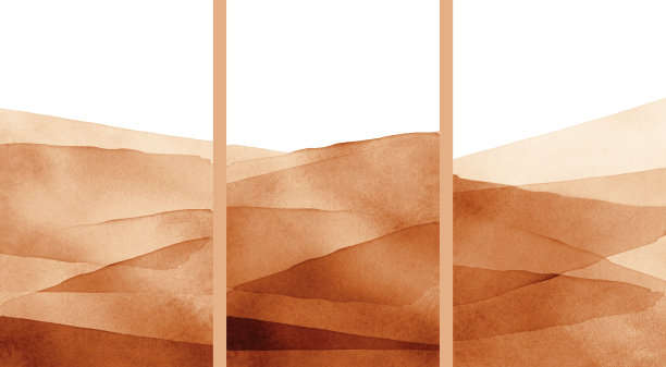 抽象景观，沙漠海报收藏。流体艺术打印模板。米色，棕色水彩插图在白色的背景。现代的打印设置。墙壁艺术的自然墙纸图片下载