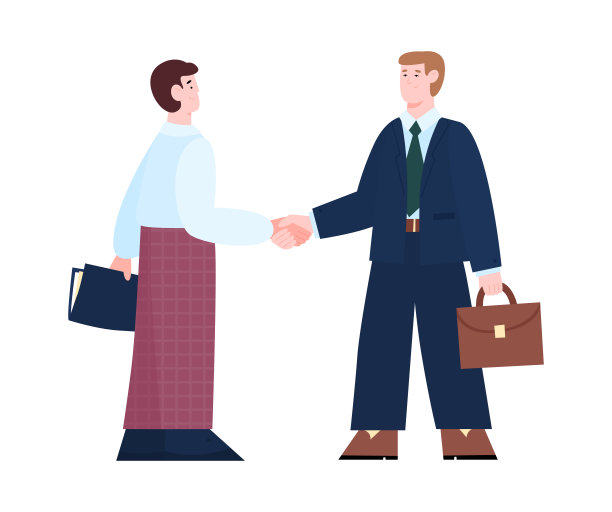 商务人士握手和协议，卡通矢量插图孤立。图片下载