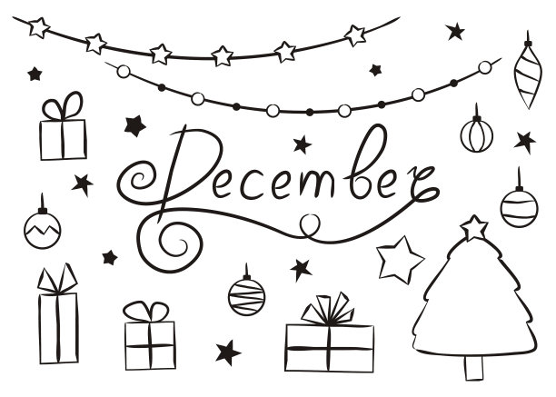 设定手绘十二月元素图片下载