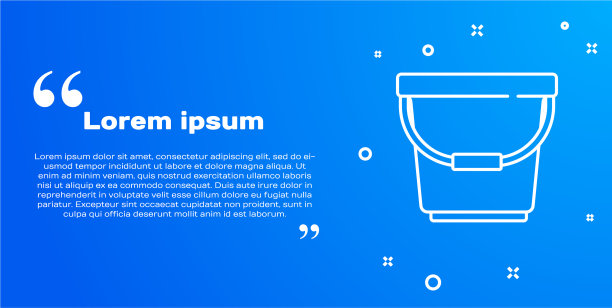 白线桶图标隔离在蓝色背景图片下载