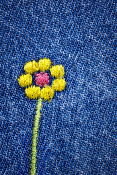 牛仔裤上的花绣图片下载