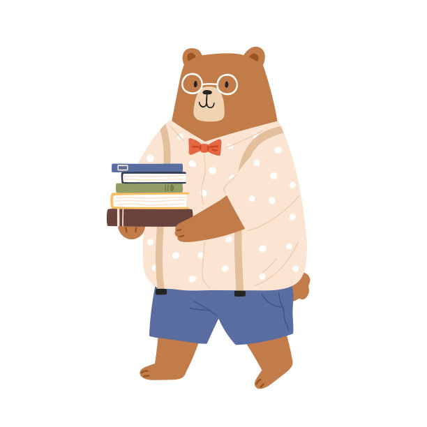 聪明的熊宝宝穿着衣服和眼镜动物图片下载