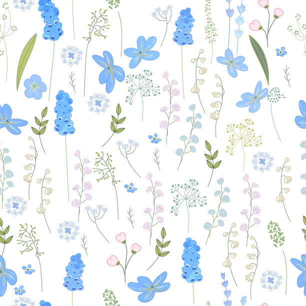 无缝花纹与春蓝色复活节花图片下载