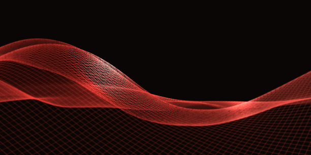 该曲线的数字连接结构未来表抽象几何技术粒子形成焦点距离在发射点彩色线在黑色背景的三维插图图片下载